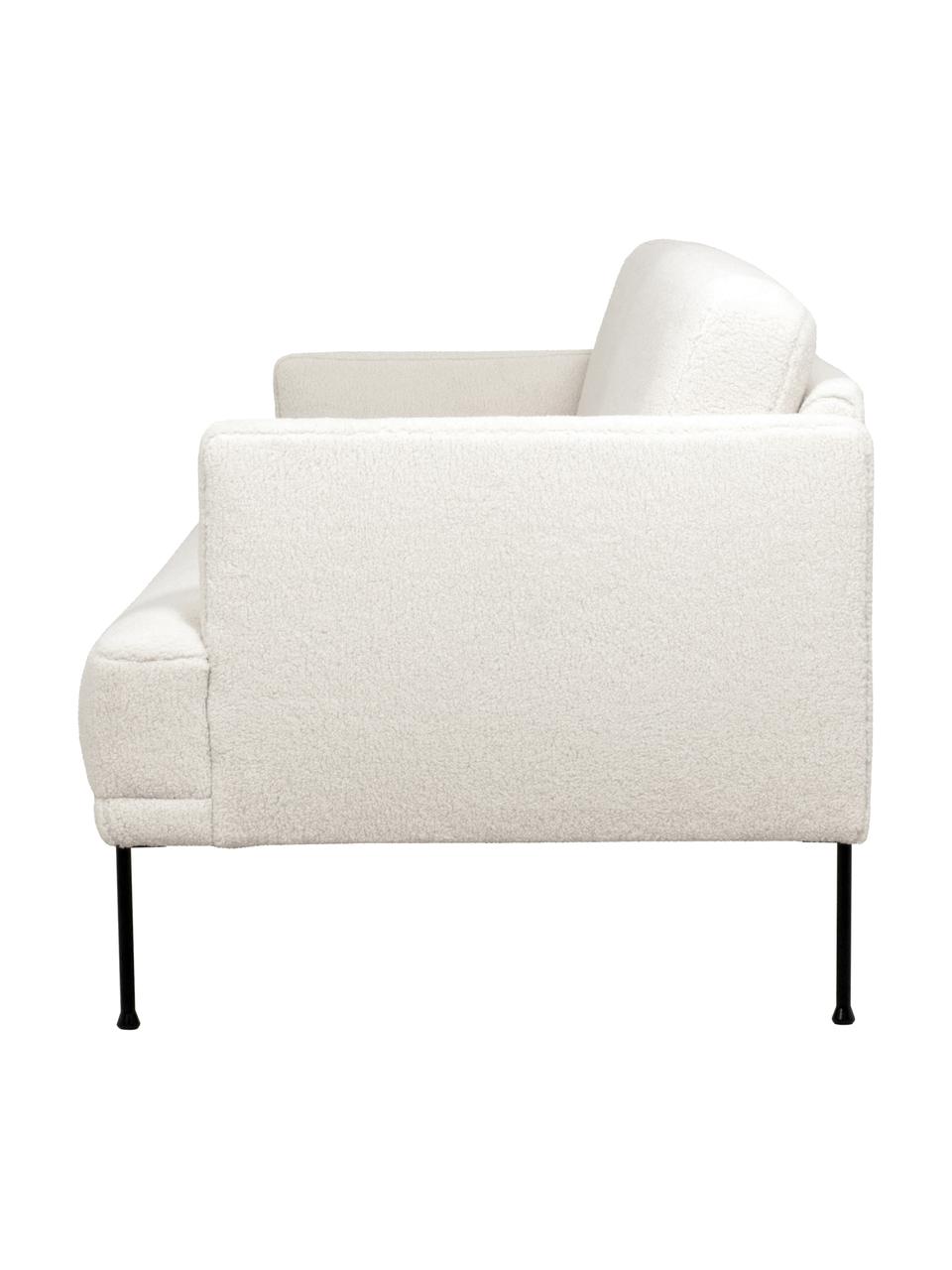 Divano 3 posti teddy con piedini in metallo Fluente, Rivestimento: 100% poliestere (teddy) I, Struttura: legno di pino massiccio, Piedini: metallo verniciato a polv, Teddy bianco crema, Larg. 196 x Prof. 85 cm