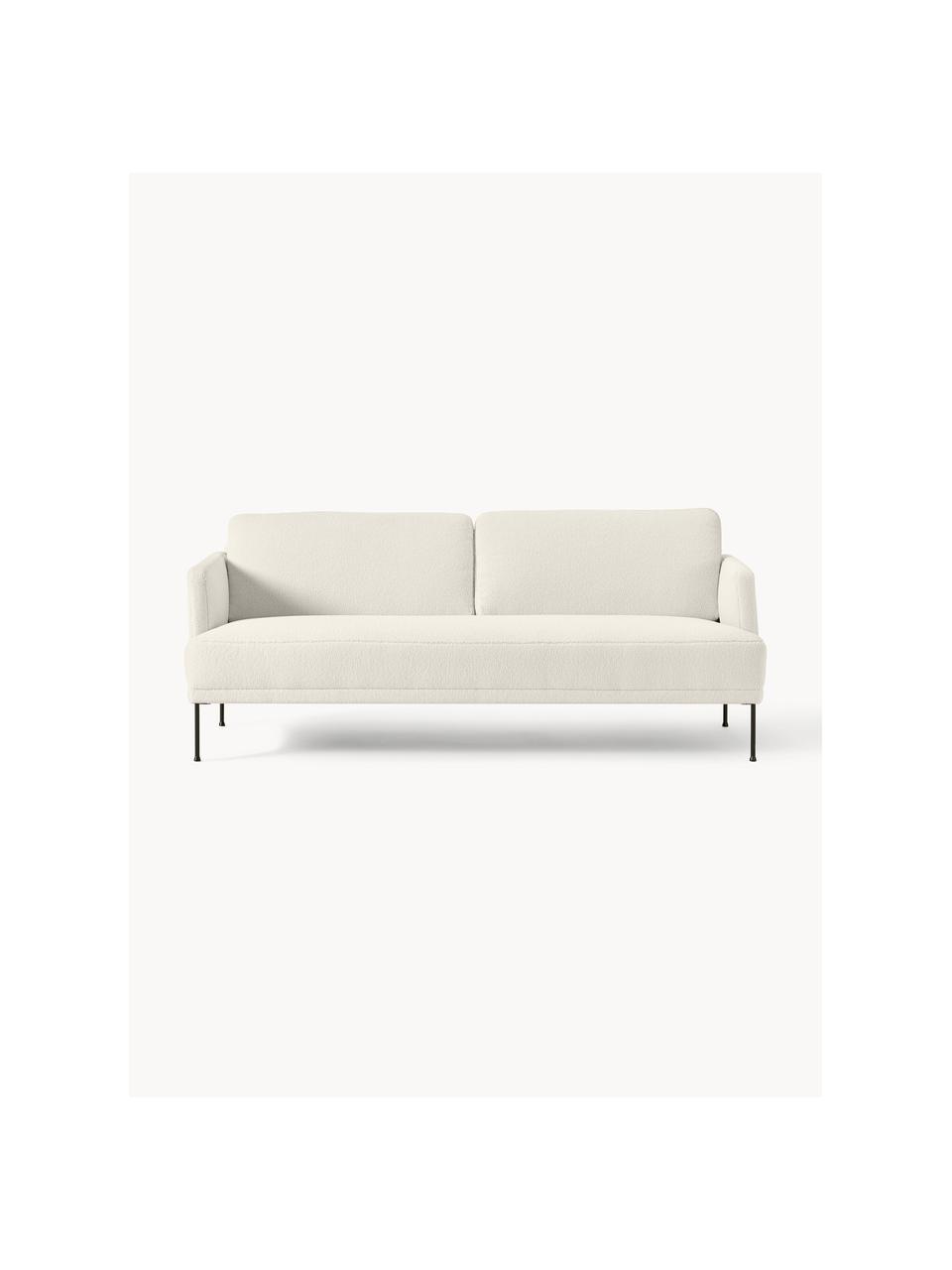 Teddy-Sofa Fluente (3-Sitzer), Bezug: 100% Polyester (Teddyfell, Gestell: Massives Kiefernholz, Füße: Metall, pulverbeschichtet, Teddy Off White, B 196 x T 85 cm