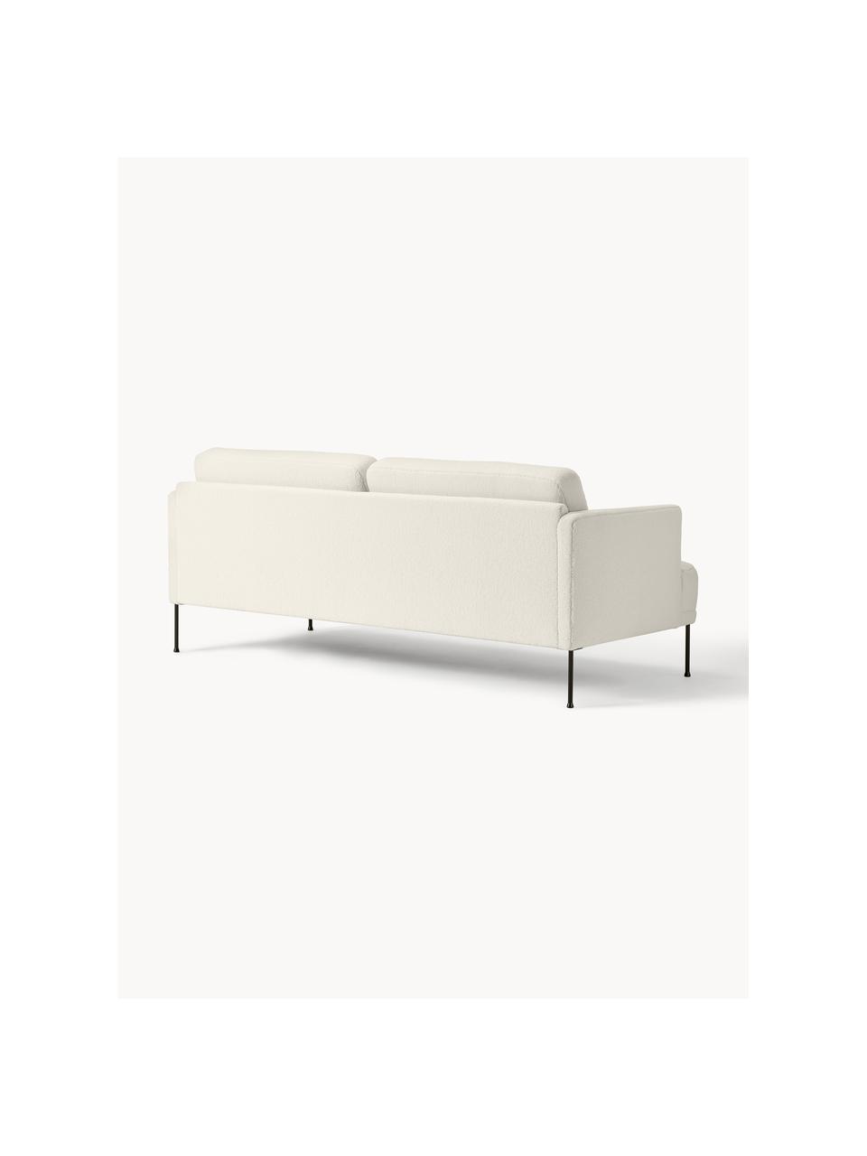 Teddy-Sofa Fluente (3-Sitzer), Bezug: 100% Polyester (Teddyfell, Gestell: Massives Kiefernholz, Füße: Metall, pulverbeschichtet, Teddy Off White, B 196 x T 85 cm