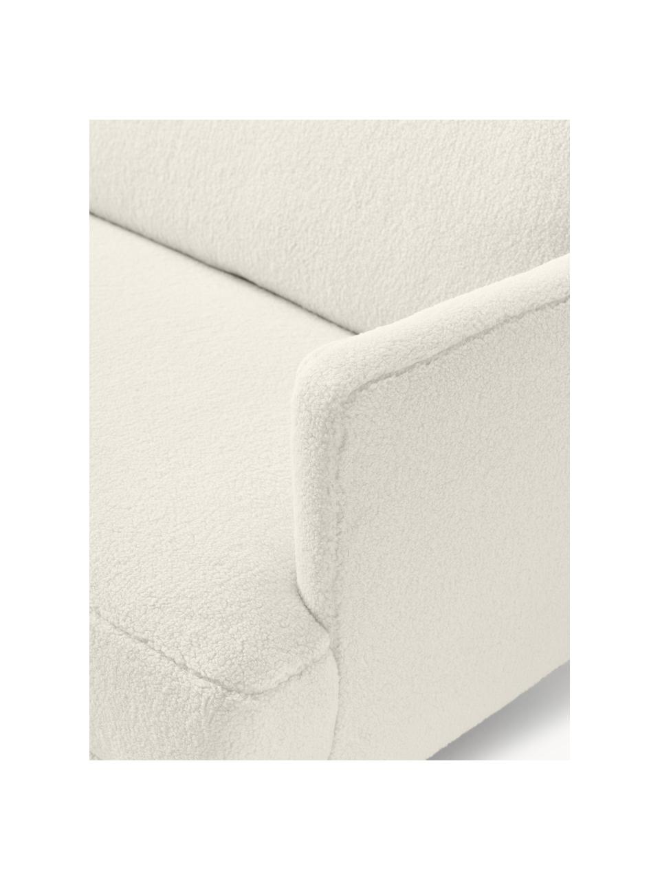 Divano 3 posti in teddy Fluente, Rivestimento: 100% poliestere (teddy) I, Struttura: legno di pino massiccio, Piedini: metallo laccato a polvere, Teddy bianco latte, Larg. 196 x Prof. 85 cm