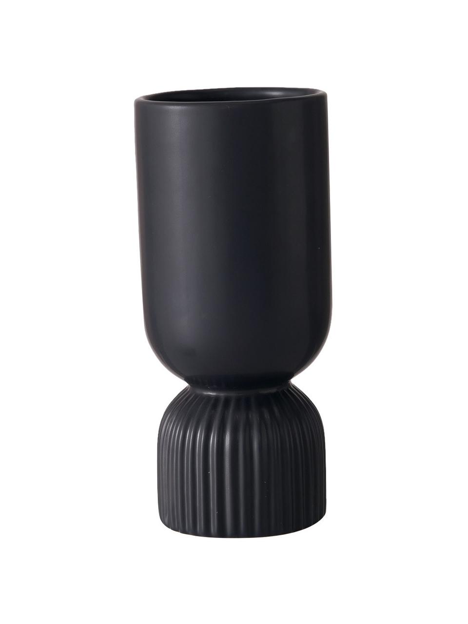 Vase grès noir Gino, 2 élém., Grès cérame, Noir, Ø 10 x haut. 23 cm