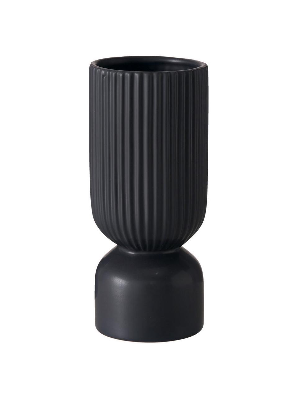 Vase grès noir Gino, 2 élém., Grès cérame, Noir, Ø 10 x haut. 23 cm