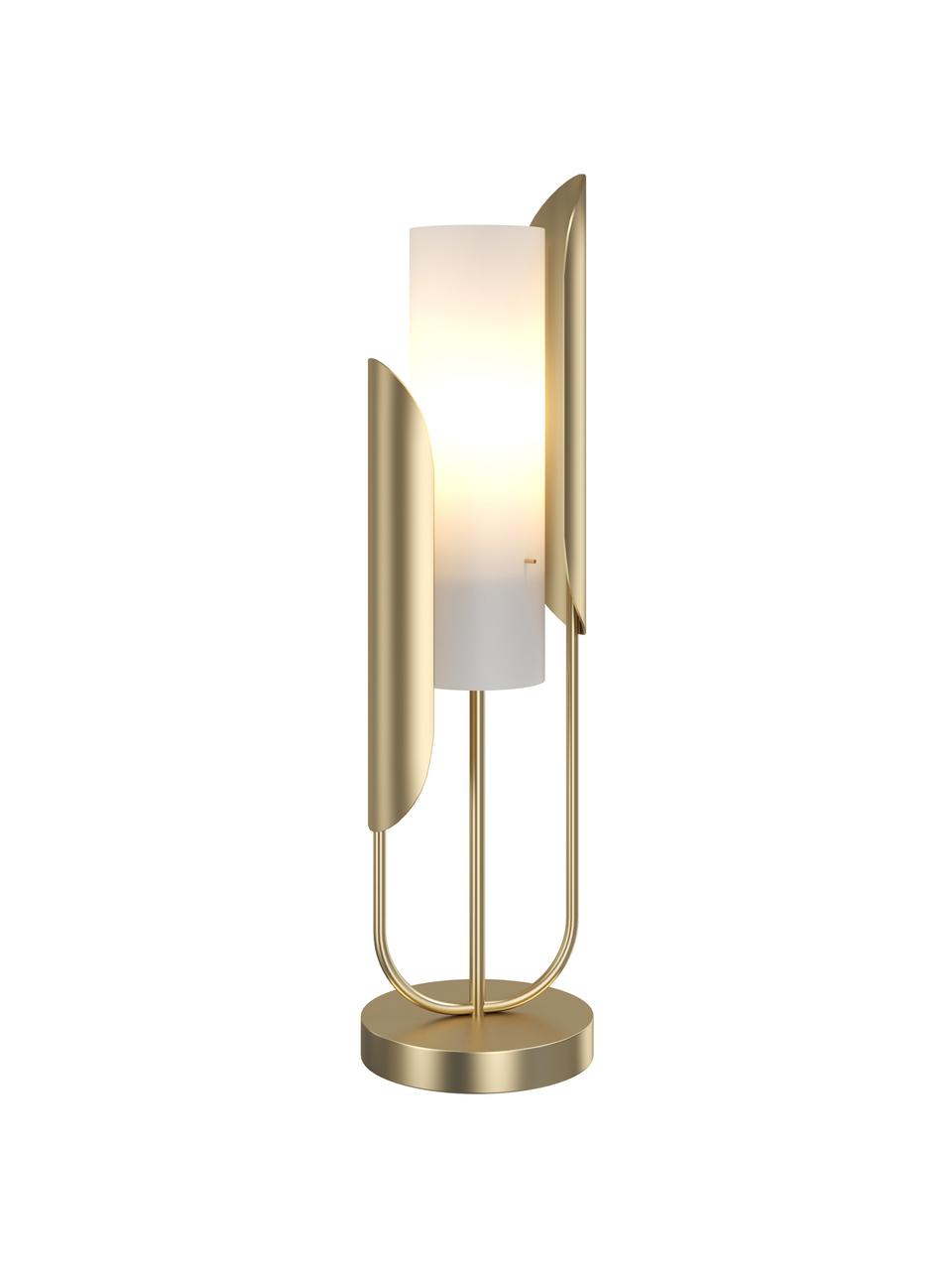 Lámpara de mesa Сipresso, Pantalla: vidrio, Cable: plástico, Dorado, blanco, Ø 20 x Al 75 cm