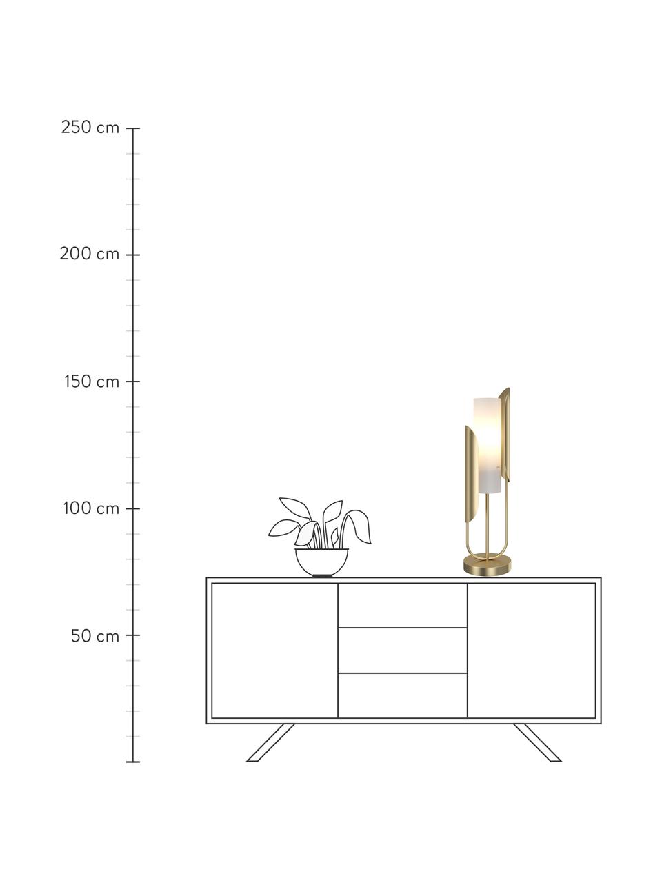 Lampada da tavolo dorata Сipresso, Paralume: vetro, Base della lampada: metallo, Dorato, bianco, Ø 20 x Alt. 75 cm