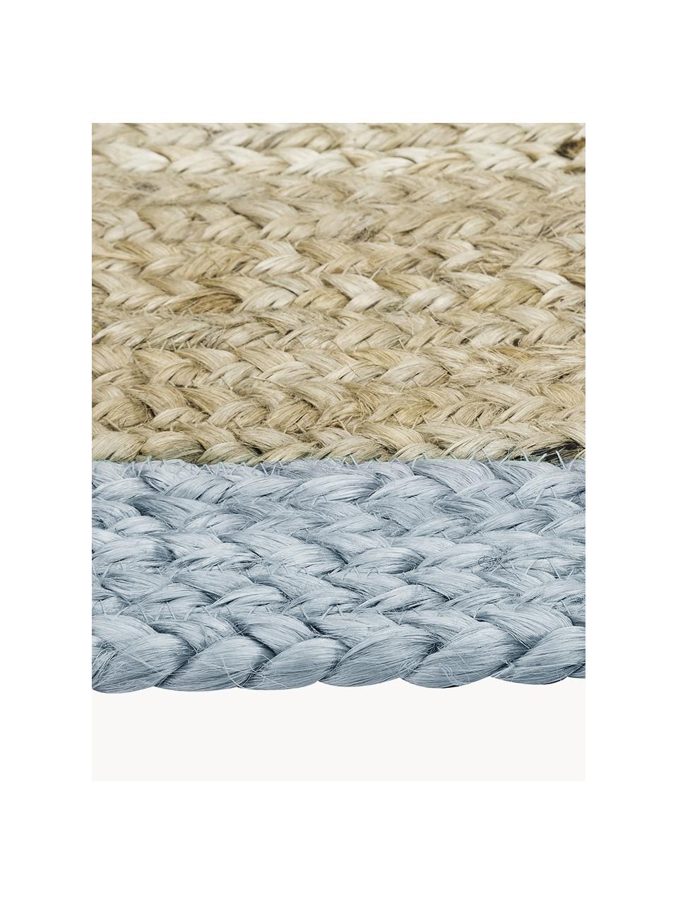 Ręcznie wykonany dywan z juty Shanta, 100% juta, Brązowy, jasny niebieski, S 160 x D 230 cm (Rozmiar M)