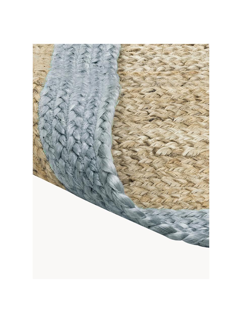 Ręcznie wykonany dywan z juty Shanta, 100% juta, Brązowy, jasny niebieski, S 160 x D 230 cm (Rozmiar M)