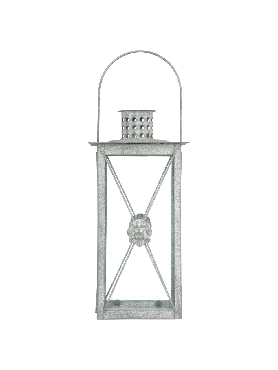 Lanterna grigia Lion, Vetro, acciaio, rivestito, Grigio, Larg. 19 x Alt. 37 cm