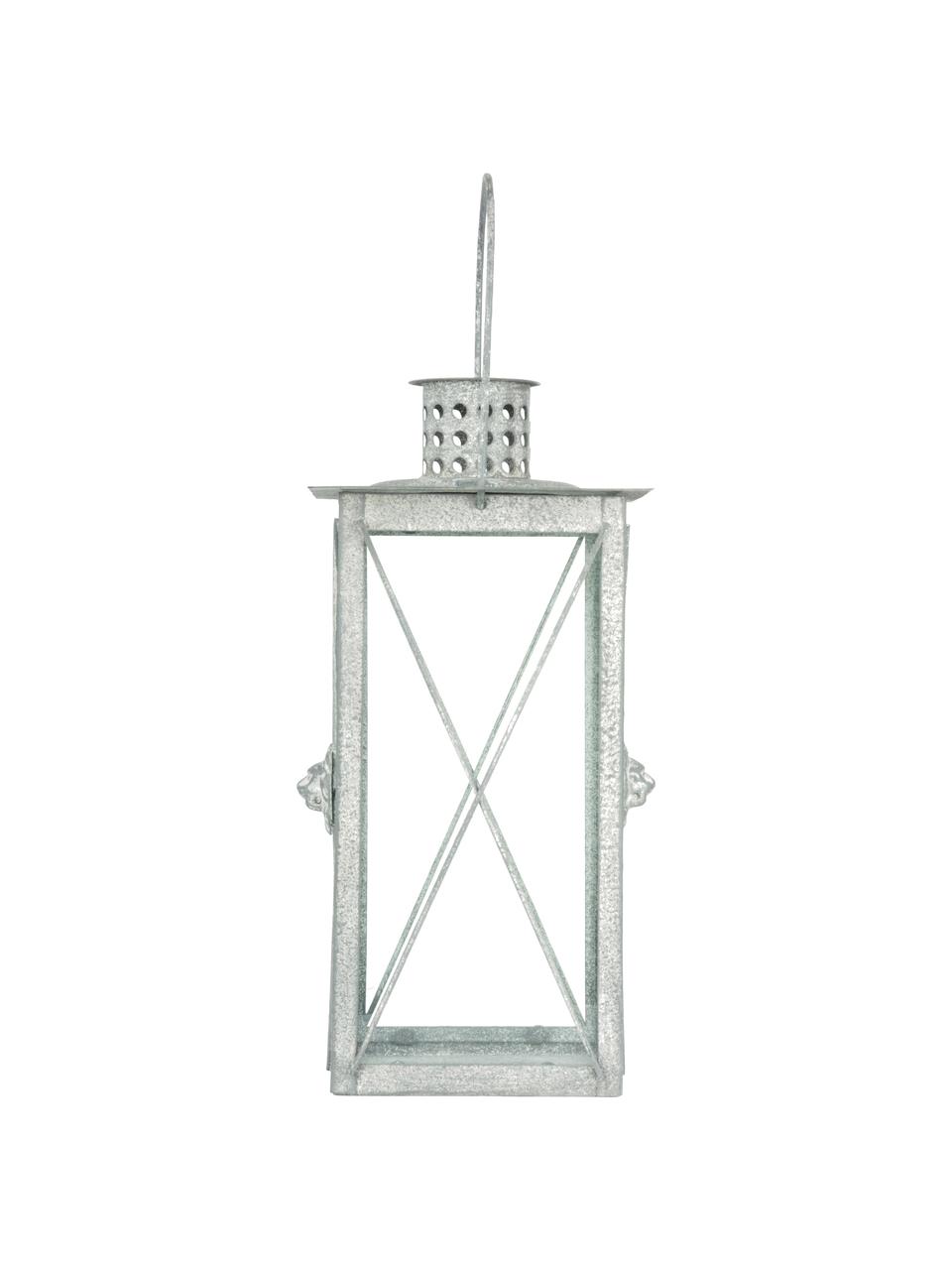 Lanterna grigia Lion, Vetro, acciaio, rivestito, Grigio, Larg. 19 x Alt. 37 cm