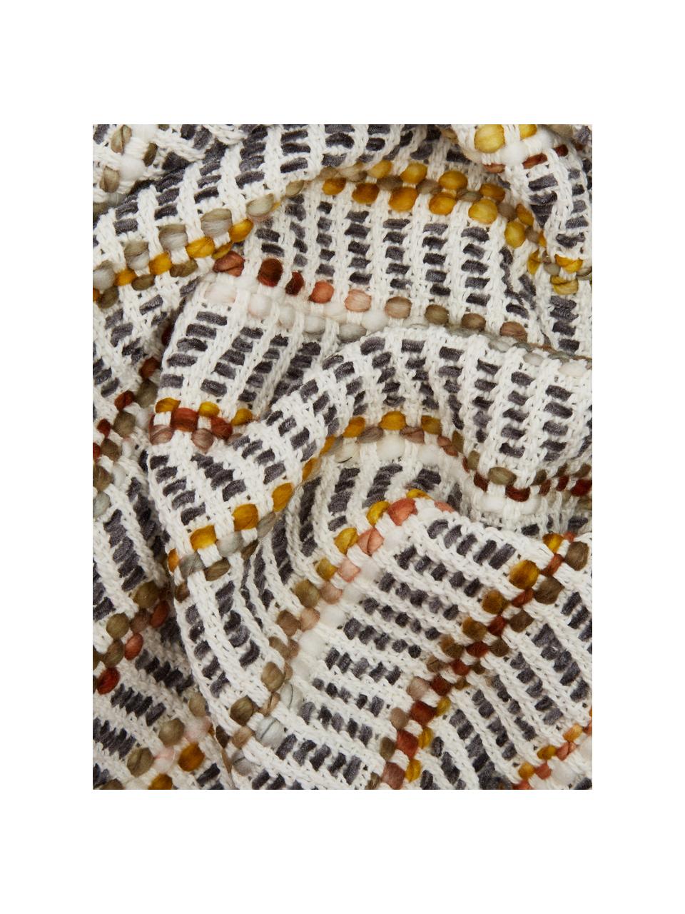 Pled Bo-Kaap, 100% bawełna, Odcienie kremowego, czarny, brunatnożółty, pomarańczowy, S 125 x D 150 cm