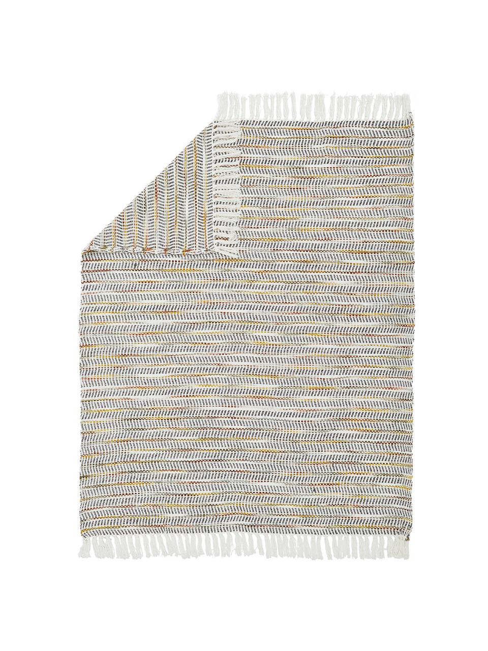 Pled Bo-Kaap, 100% bawełna, Odcienie kremowego, czarny, brunatnożółty, pomarańczowy, S 125 x D 150 cm
