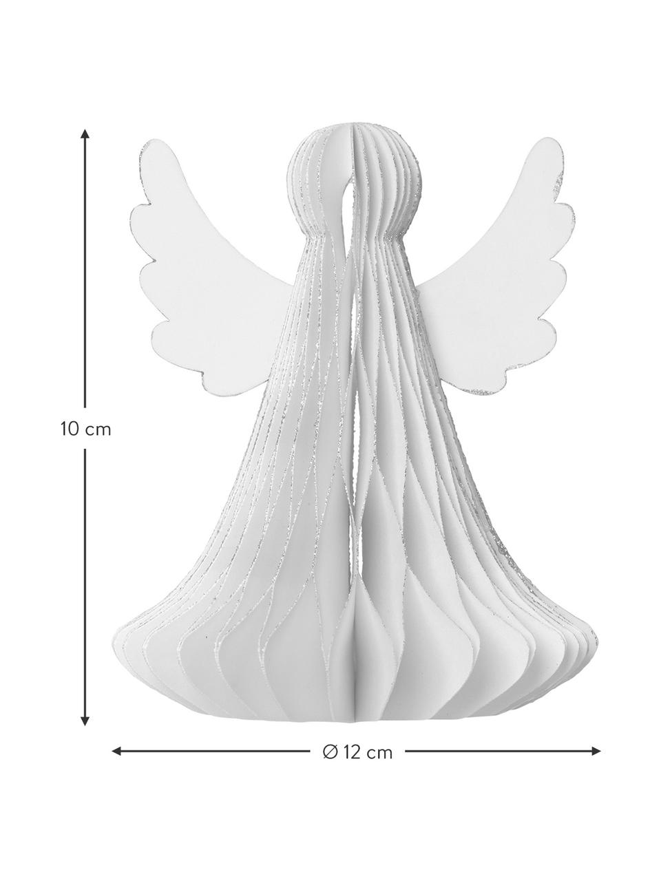 Piezas decorativas Angel, 2 uds., Papel, Blanco, Ø 10 x Al 12 cm
