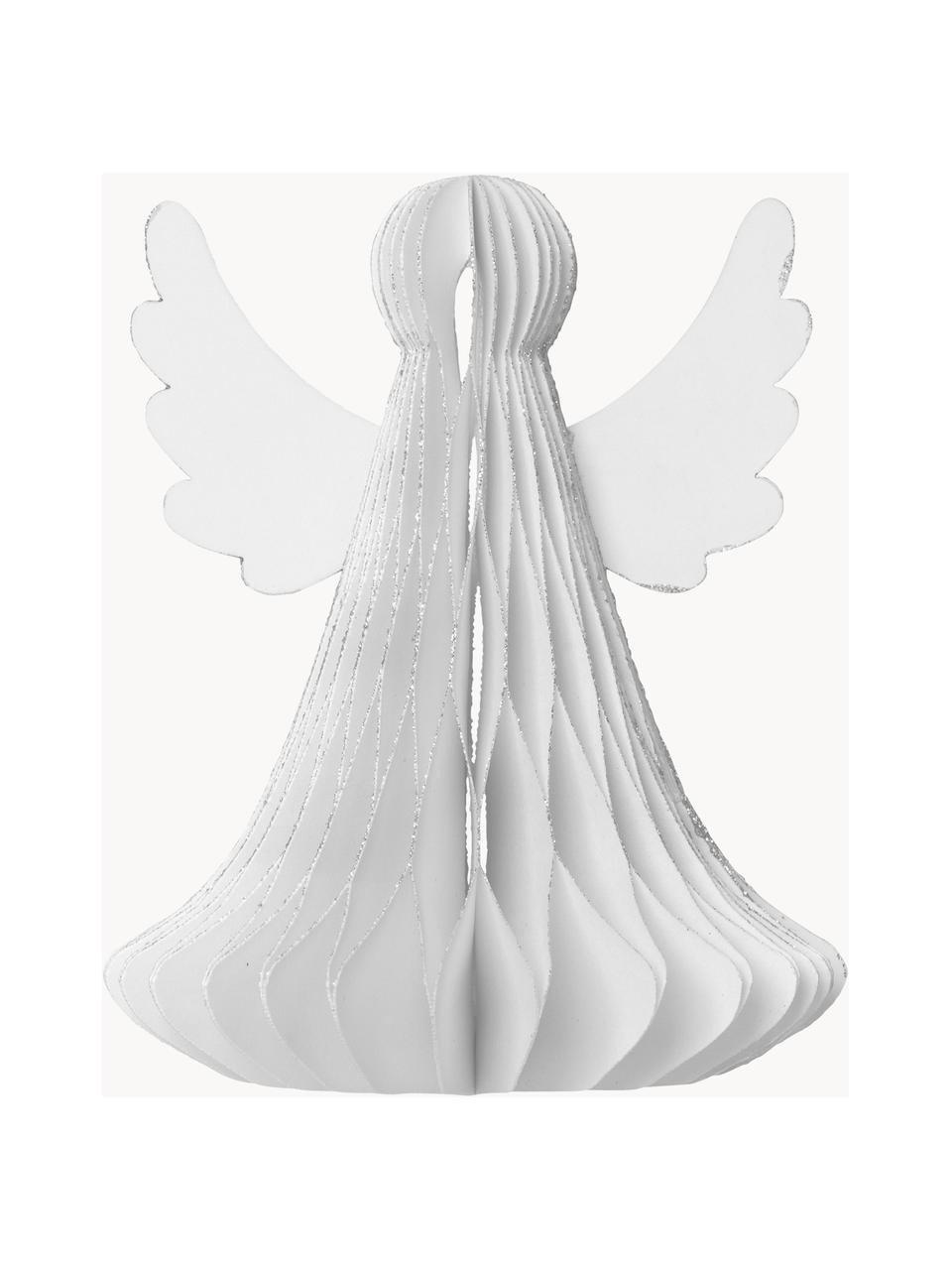 Decoratief object Angel, 2 stuks, Papier, Wit, Ø 10 x H 12 cm