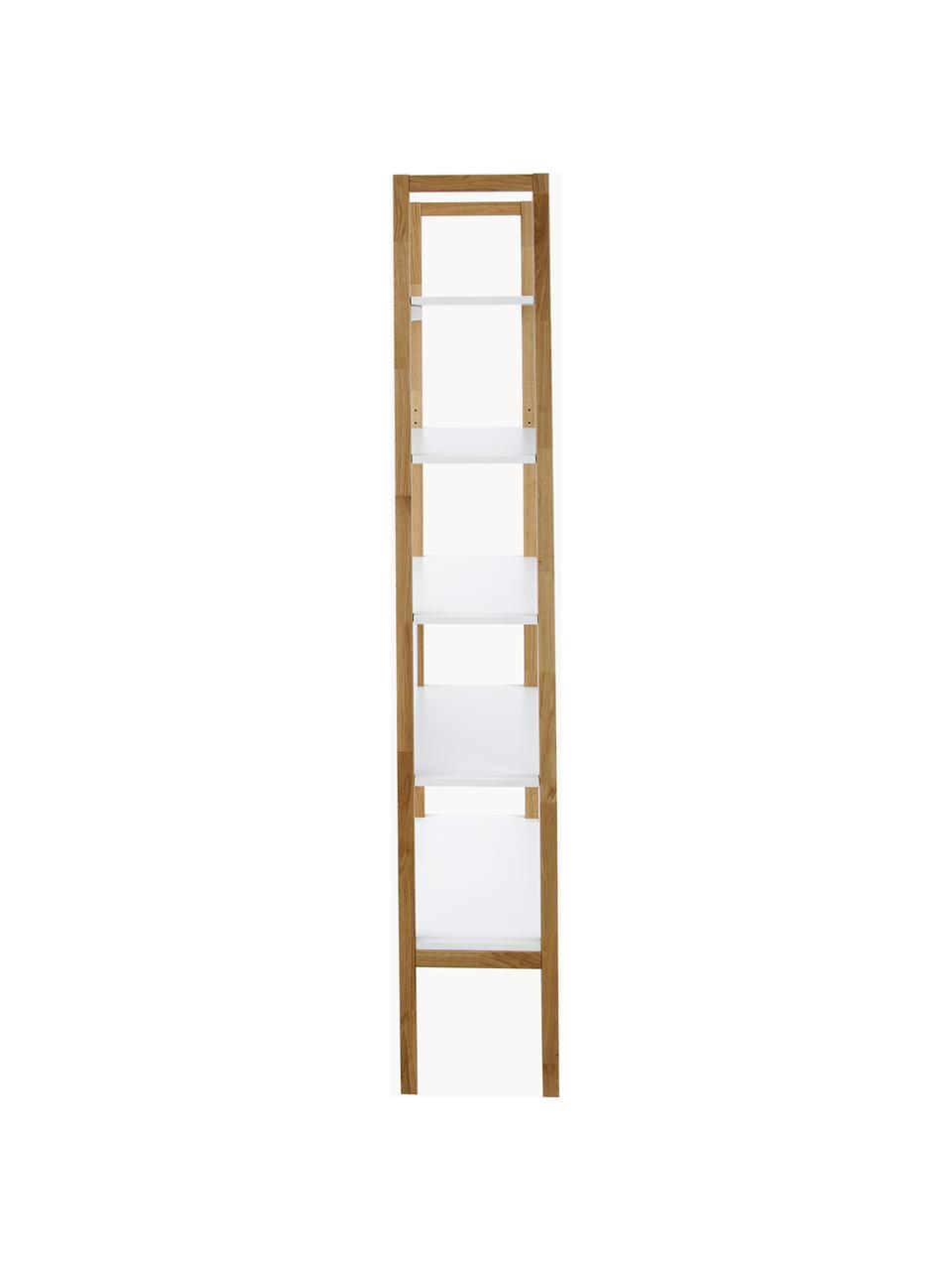 Scaffale con struttura in legno di quercia Farringdon, Struttura: legno di quercia massicci, Ripiani: pannello MDF (fibra a med, Bianco, legno di quercia, Larg. 90 x Alt. 185 cm