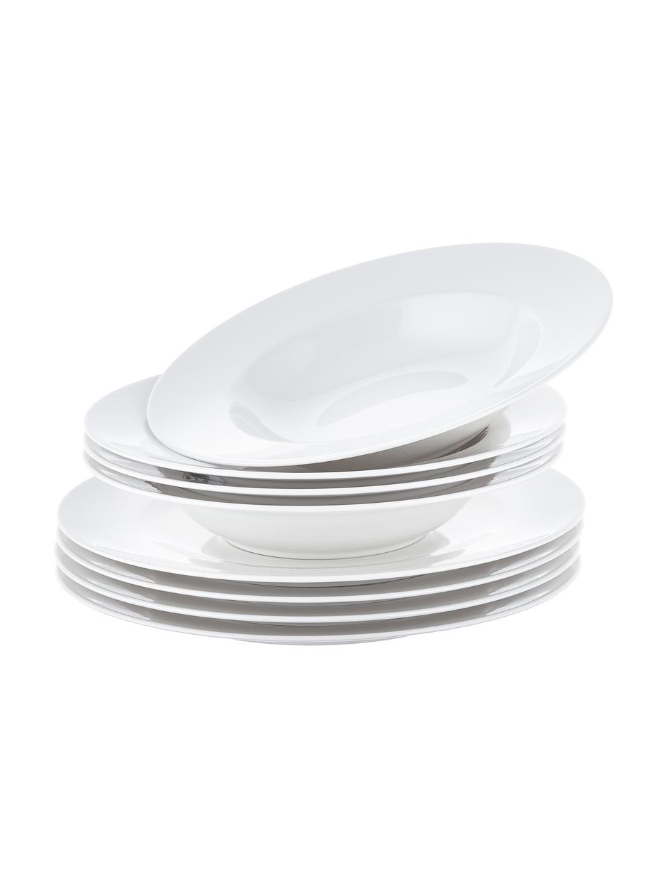 Jedálenská súprava z porcelánu For Me, 4 osoby (8 dielov), Porcelán, Lomená biela, Súprava s rôznymi veľkosťami