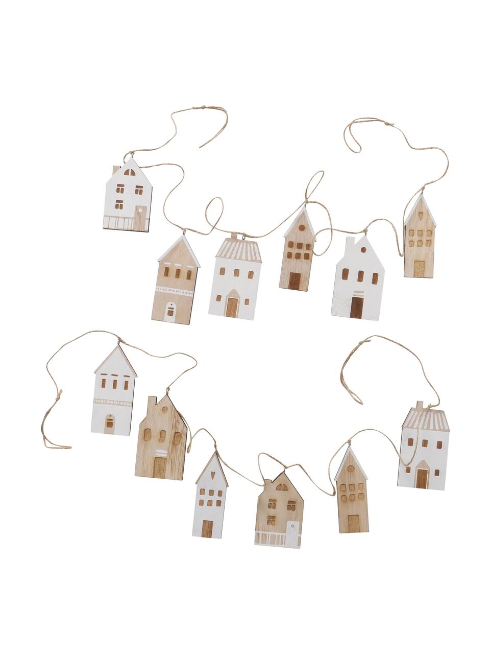 Girlanden-Set Nordy, 2-tlg., 125 cm, Sperrholz, Jute, Braun, Weiß, L 125 cm