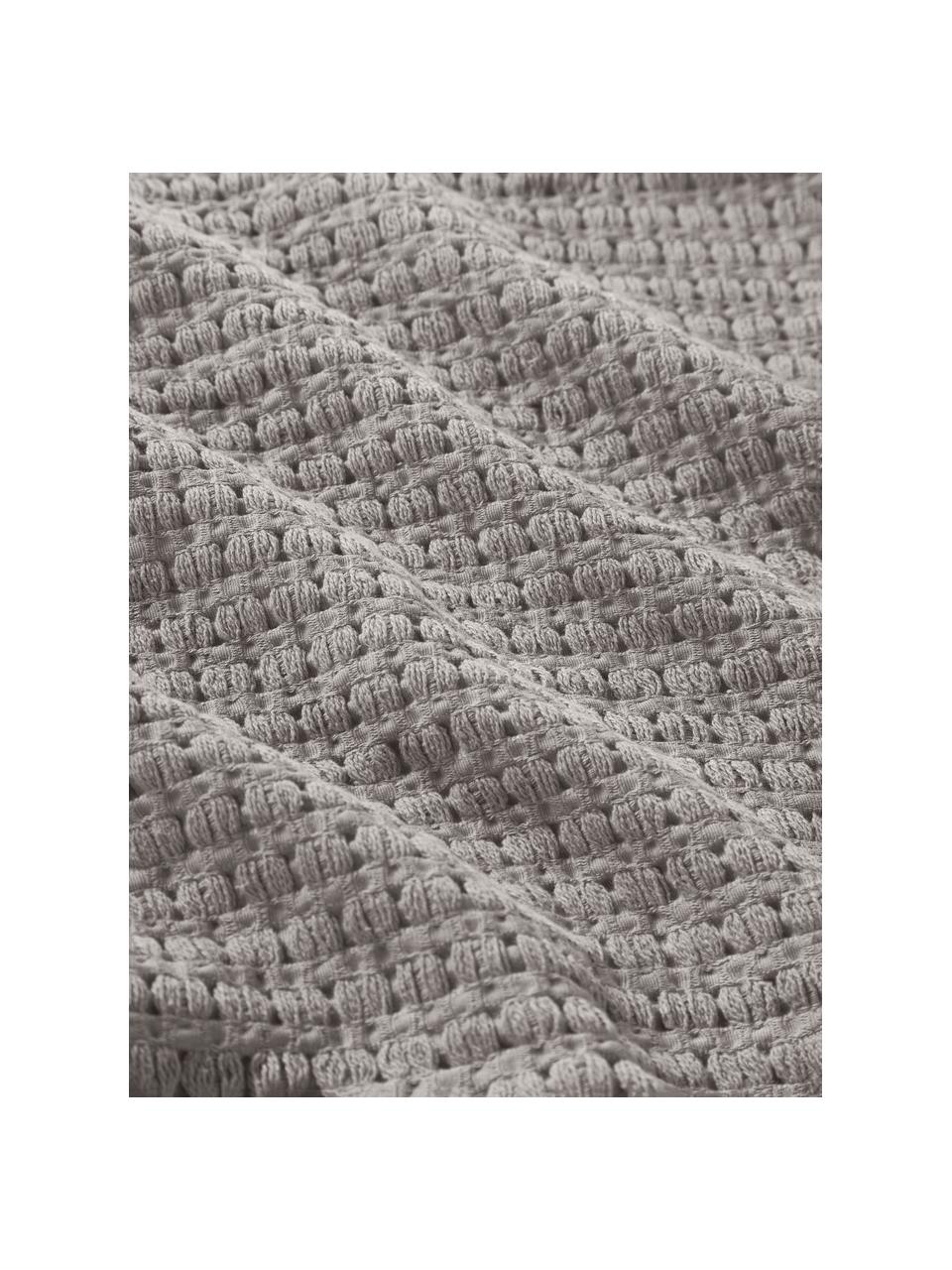 Couvre-lit en coton gaufré Adair, 100 % coton, Gris, larg. 230 x long. 250 cm