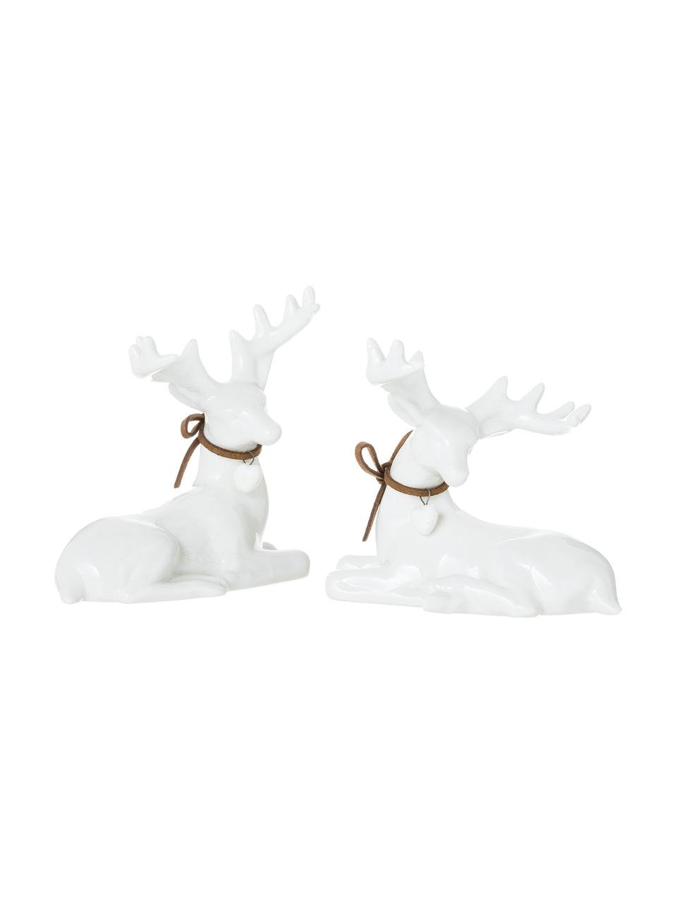 Set de ciervos decorativos Ben, 2 pzas., 100% porcelana, Blanco, An 8 x Al 11 cm