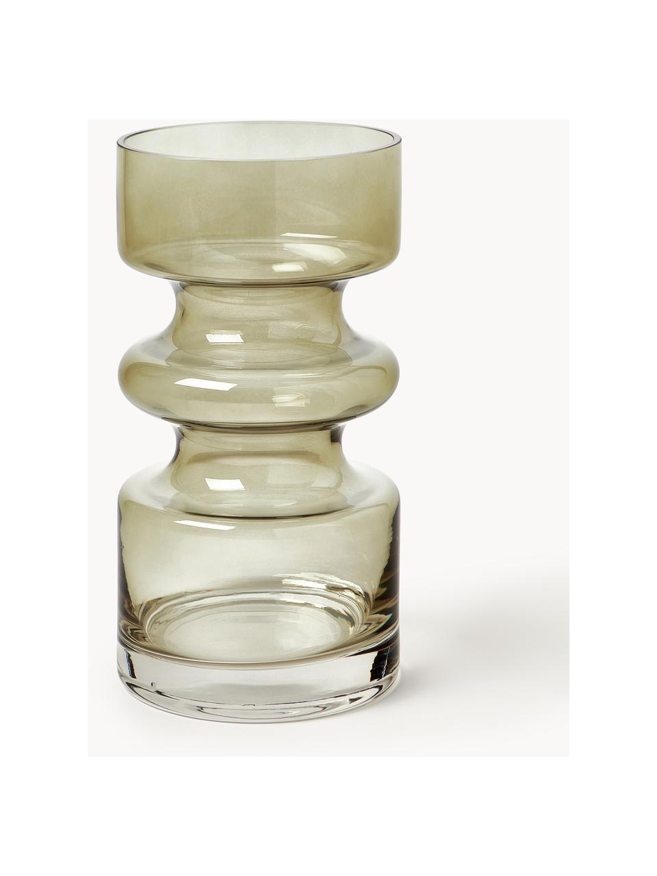 Vase en verre soufflé bouche Clea, Verre, Vert, Ø 10 x haut. 18 cm