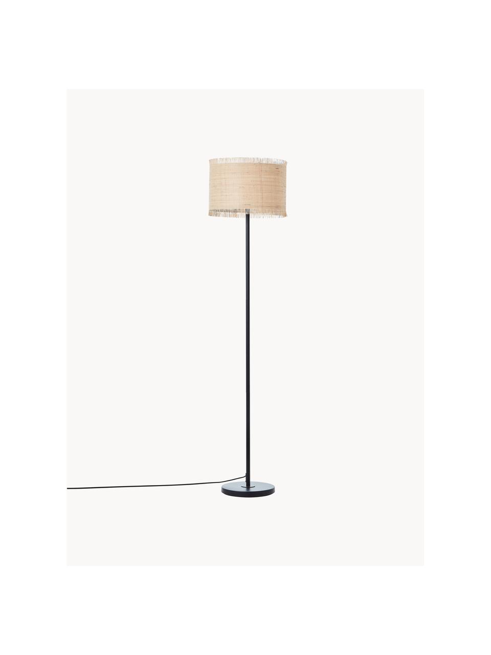 Stehlampe Raffy aus Seegras, Lampenschirm: Seegras, Hellbeige, Schwarz, H 154 cm