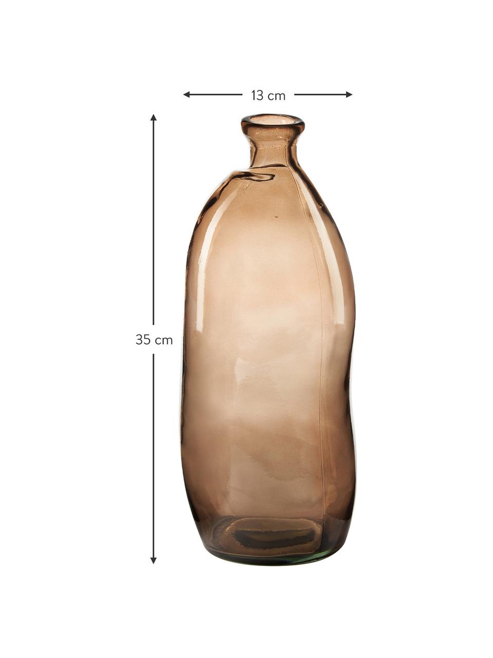 Flessenvaas Dina, Gerecycled glas, GRS-gecertificeerd, Bruin, Ø 13 x H 35 cm