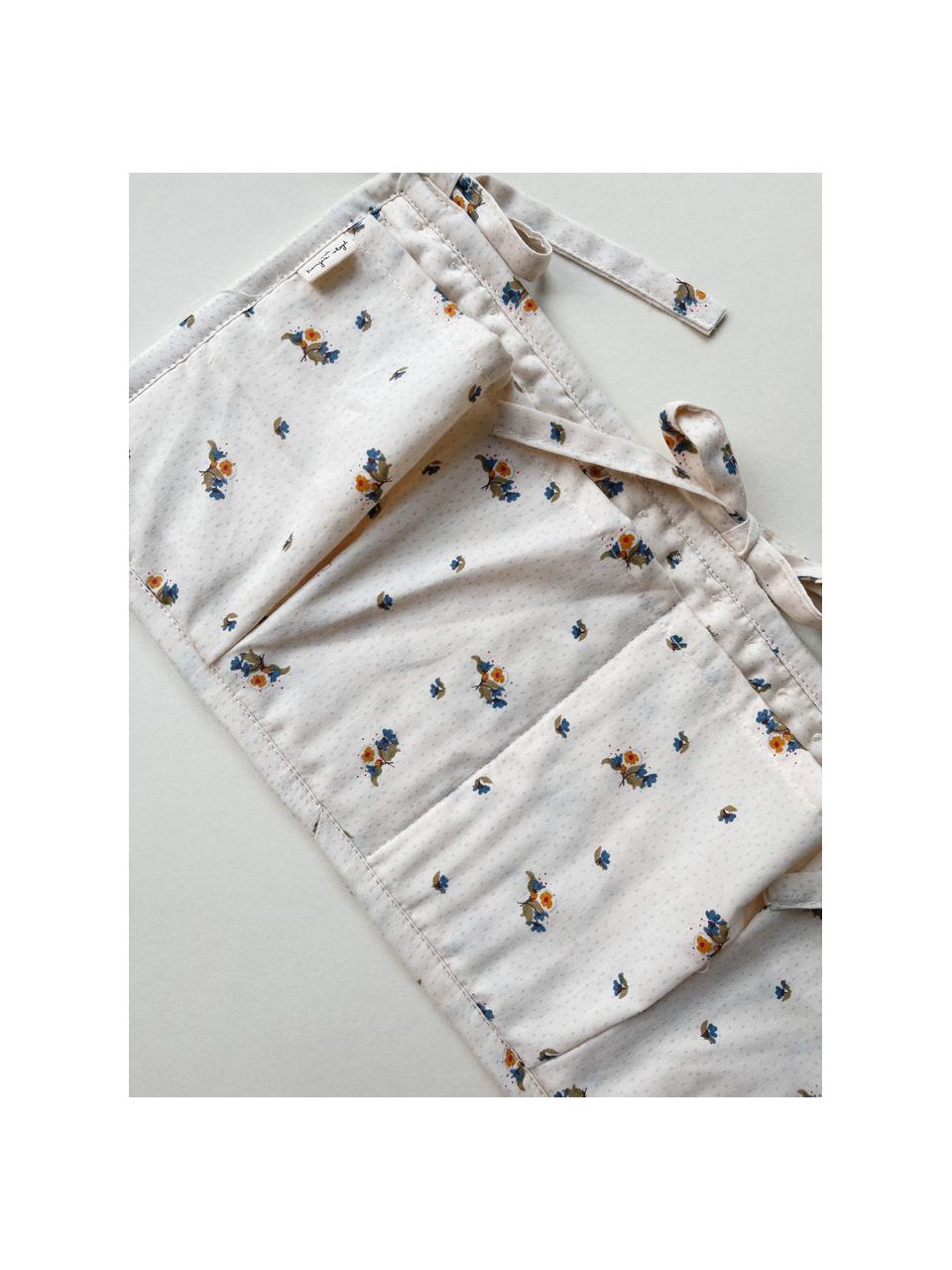 Vrecká na posteľ z bavlneného saténu Quiltet, Svetlobéžová, kvetinový motív, Š 34 x D 17 cm