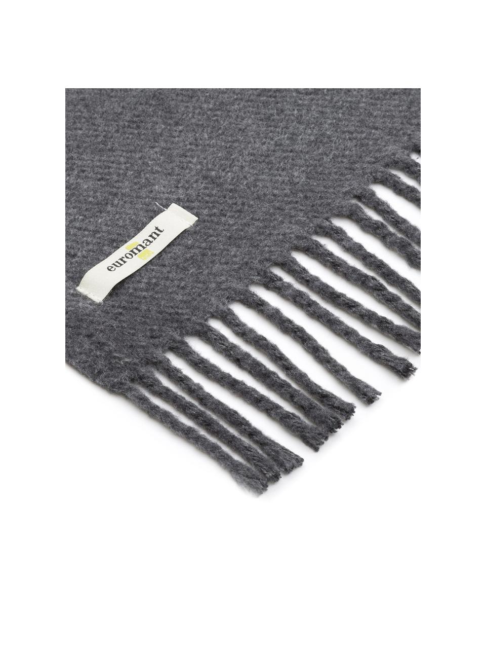 Coperta in cotone grigio scuro Plain, 50% cotone, 50% acrilico, Grigio scuro, Larg. 140 x  Lung.180 cm