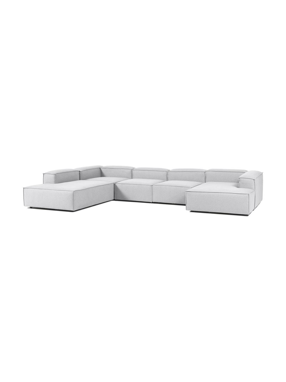 Sofá rinconera modular Lennon, Tapizado: 100% poliéster Alta resis, Estructura: madera de pino maciza, ma, Patas: plástico, Tejido gris claro, An 418 x Al 68 cm, chaise longue izquierda
