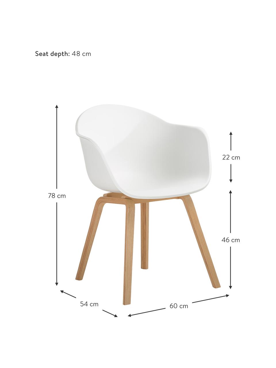 Chaise scandinave plastique Claire, Plastique blanc, larg. 60 x prof. 54 cm