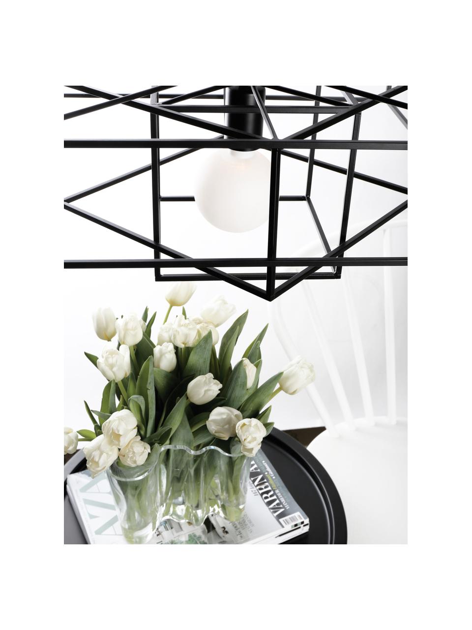 Plafondlamp Cube in zwart, Baldakijn: gelakt messing, Zwart, 46 x 27 cm