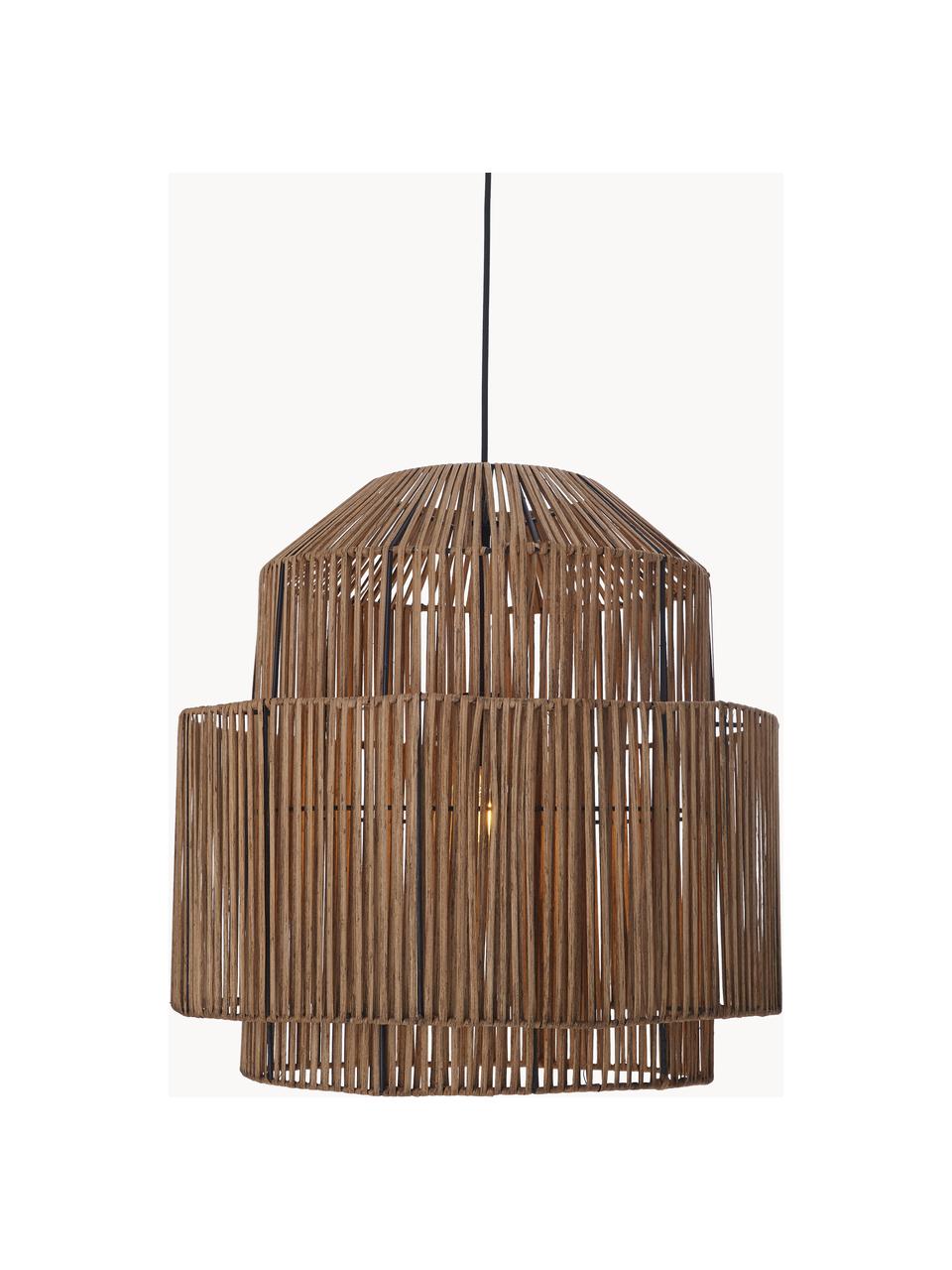 Lampada a sospensione in rattan Emelee, Paralume: rattan, Baldacchino: metallo rivestito, Marrone, Ø 50 x Alt. 50 cm