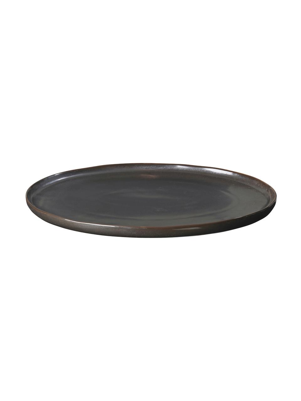 Ručně vyrobený servírovací talíř Esrum Night, D 39 x Š 26 cm, Šedavě hnědá, matná třpytivá stříbrná