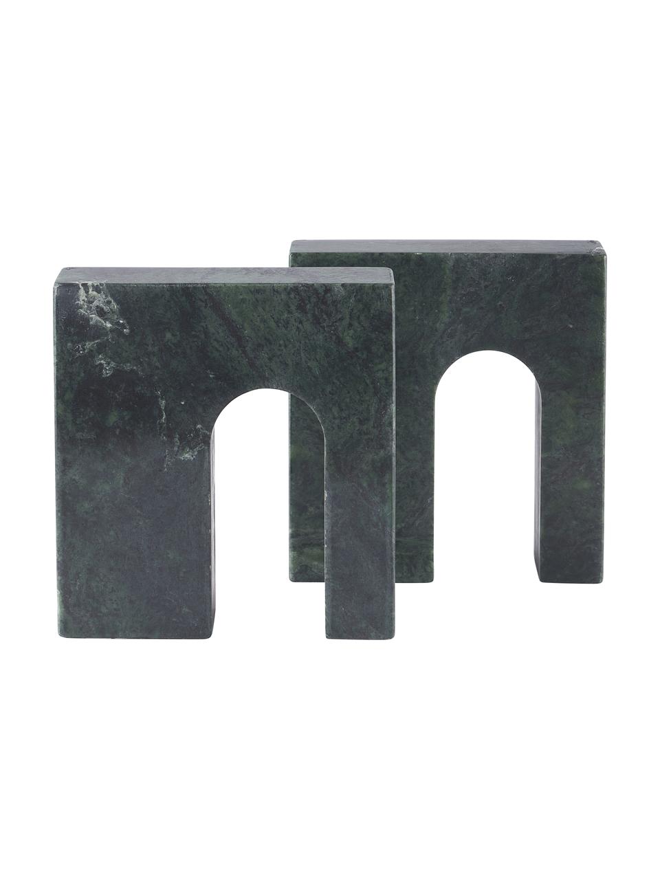 Marmeren boekensteun Kai, 2 stuks, Marmer, Gemarmerd groen, B 17 x H 16 cm