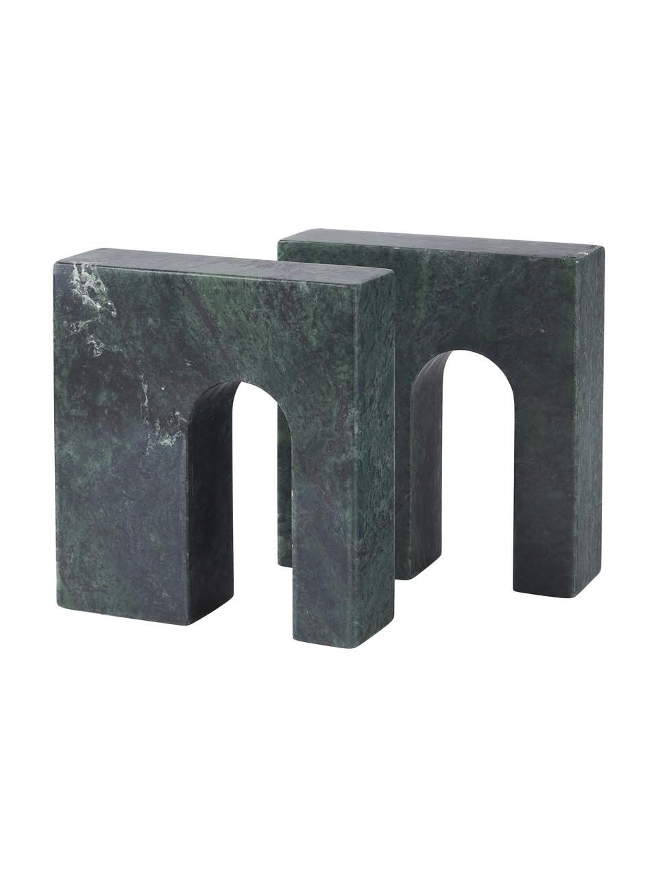Marmor-Buchstützen Kai, 2 Stück, Marmor, Grün, marmoriert, B 17 x H 16 cm