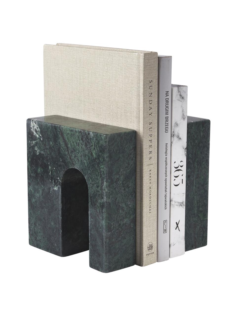 Mramorové knižní zarážky Kai, 2 ks, Mramor, Zelená, mramorovaná, Š 17 cm, V 16 cm