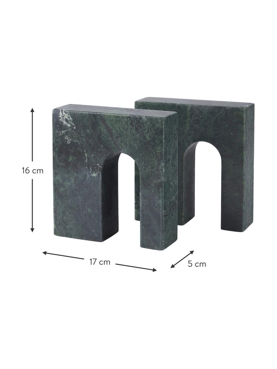 Marmeren boekensteun Kai, 2 stuks, Marmer, Gemarmerd groen, B 17 x H 16 cm