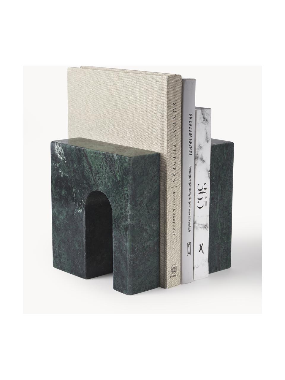 Marmeren boekensteun Kai, 2 stuks, Marmer, Gemarmerd groen, B 17 x H 16 cm