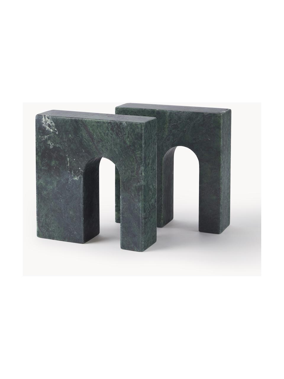 Marmor-Buchstützen Kai, 2 Stück, Marmor, Grün, marmoriert, B 17 x H 16 cm