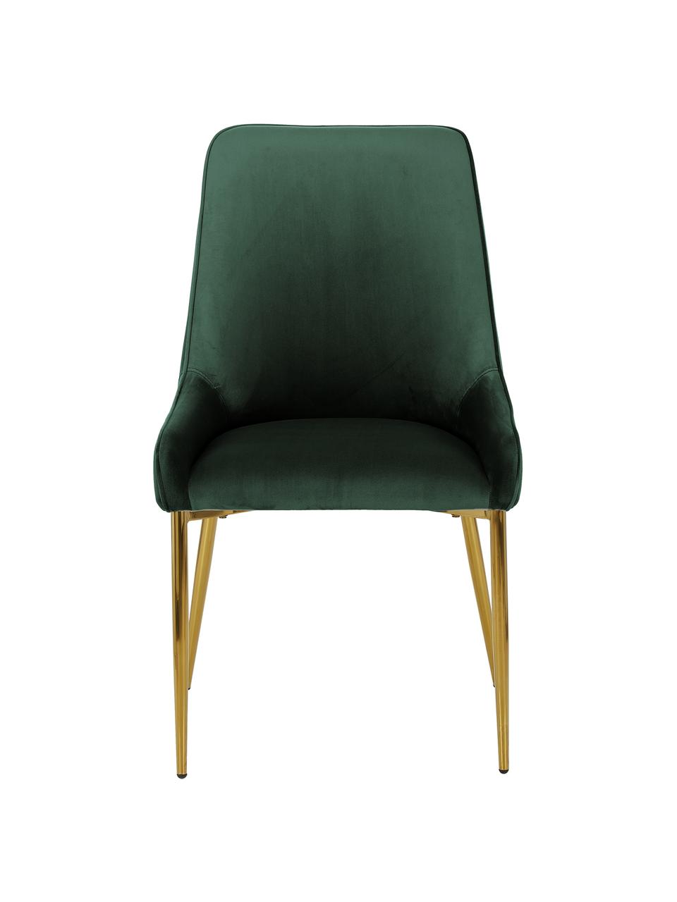 Fluwelen stoel Ava in donkergroen, Bekleding: fluweel (100% polyester), Poten: gegalvaniseerd metaal, Fluweel donkergroen, B 53 x D 60 cm