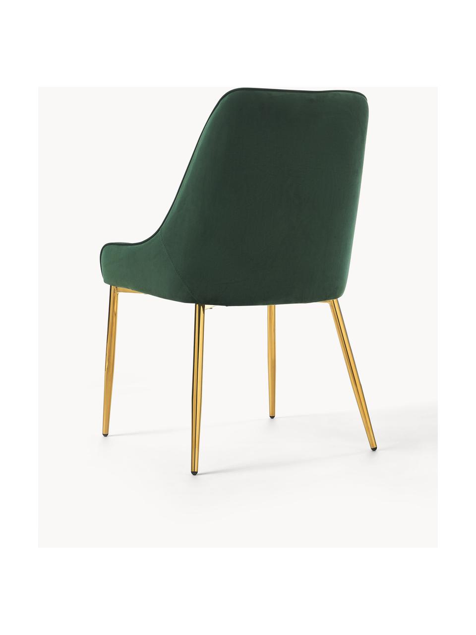 Chaise rembourrée en velours Ava, Velours vert foncé, larg. 53 x prof. 60 cm