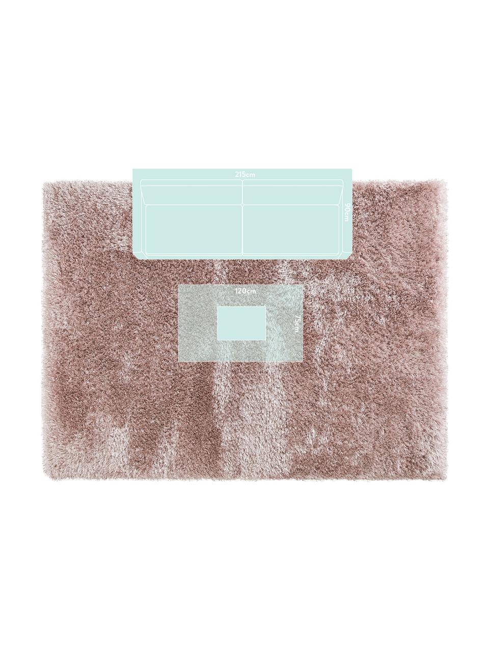 Glanzend hoogpolig vloerkleed Lea, 50% polyester, 50% polypropyleen, Roze, B 300 x L 400 cm (Maat XL)