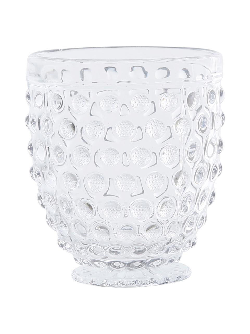 Bicchiere acqua con motivo strutturato Perloa 6 pz, Vetro, Trasparente, Ø 9 x Alt. 11 cm