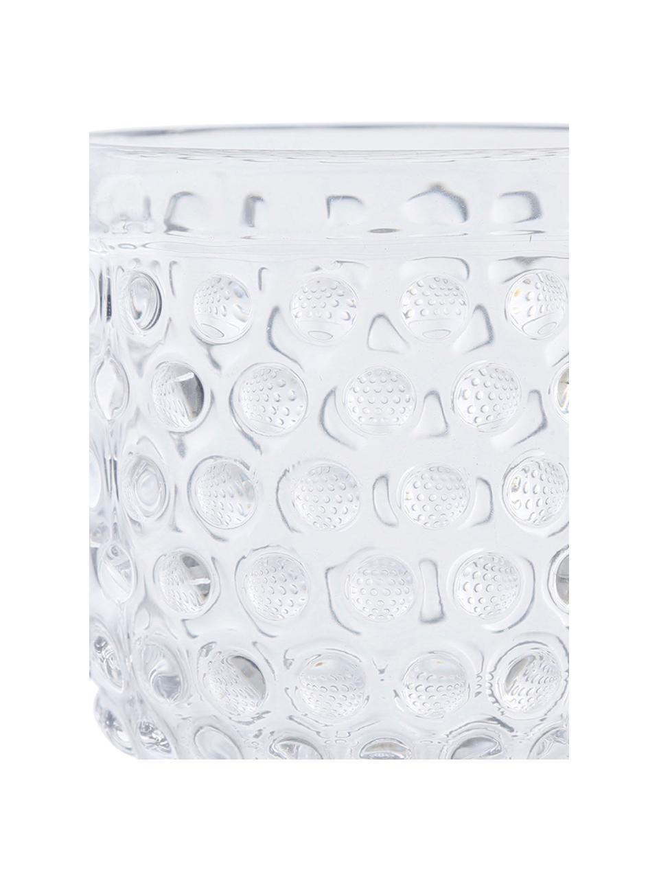 Vasos con relieve Perloa, 6 uds., Vidrio, Transparente, Ø 9 x Al 11 cm