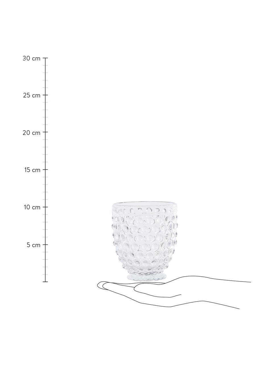 Sklenice se strukturovaným vzorem Perloa, 6 ks, Sklo, Transparentní, Ø 9 cm, V 11 cm