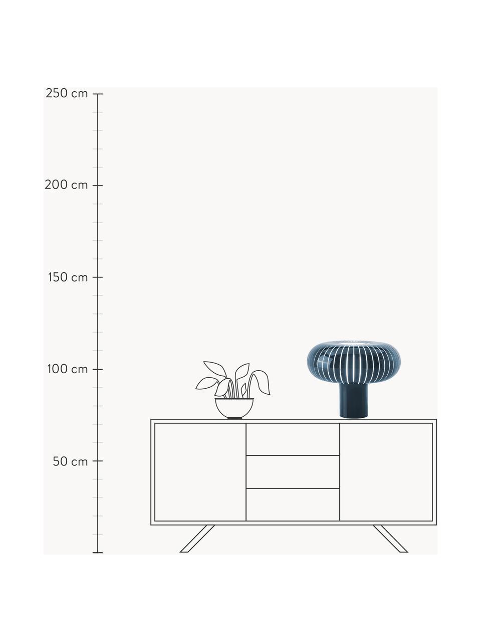 Stmívatelná stolní LED lampa Teresa, Akrylátové sklo, barvené, Petrolejová, Ø 50 cm, V 43 cm