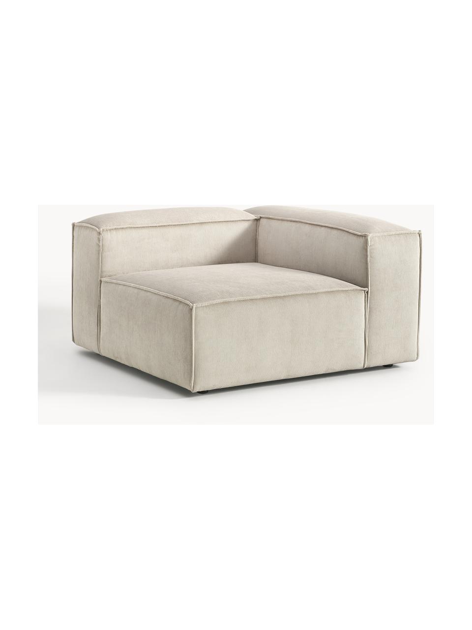 Eckmodul Lennon aus Cord, Bezug: Cord (92 % Polyester, 8 %, Gestell: Massives Kiefernholz, Spe, Cord Hellbeige, B 119 x T 119 cm, Eckteil links