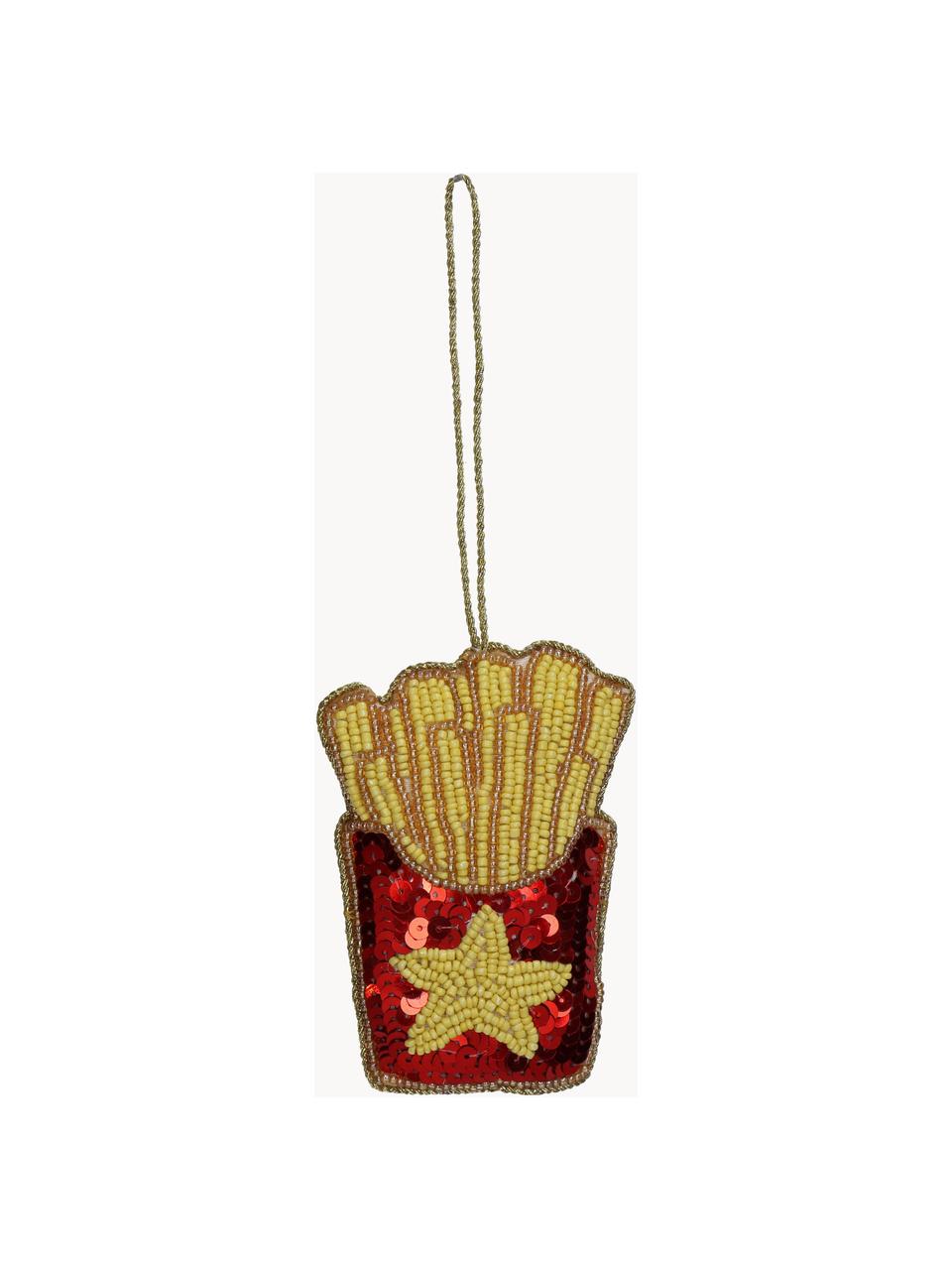 Ozdoba na stromeček French Fries, Korálky, Žlutá, červená, Š 7 cm, V 10 cm