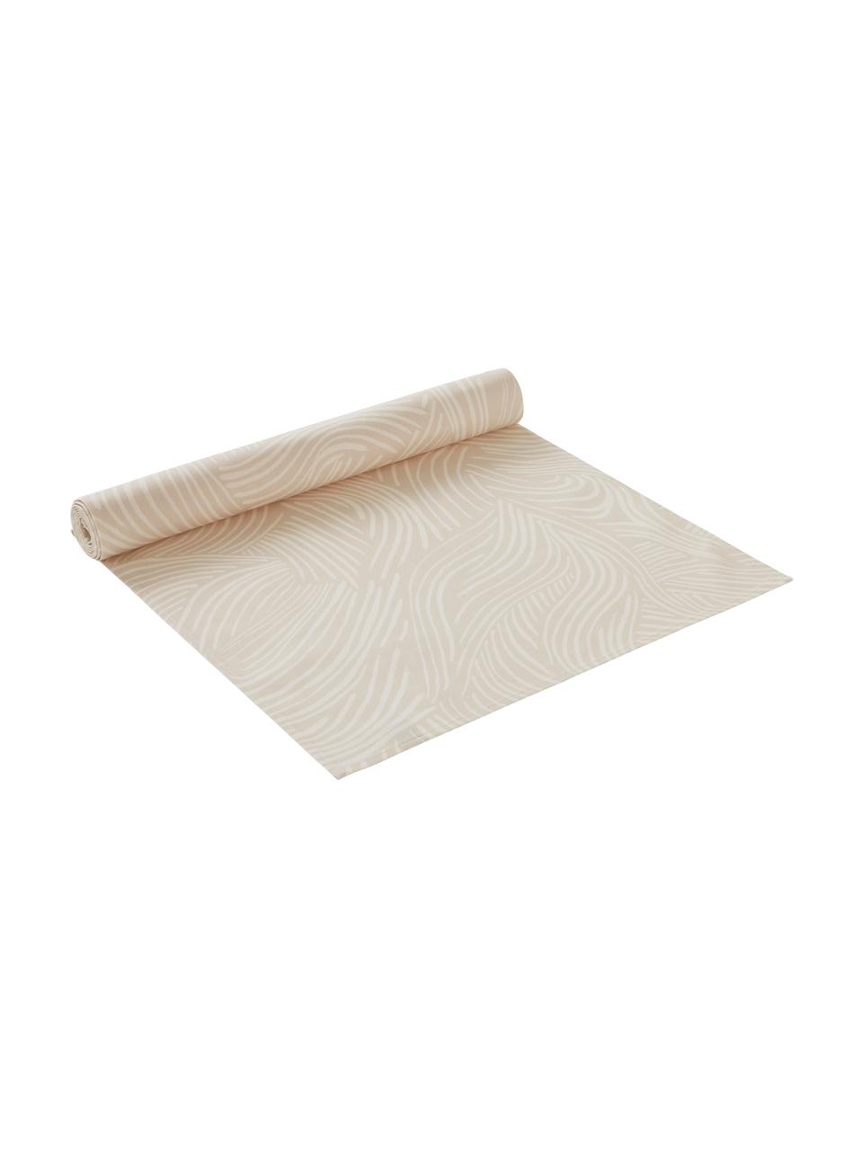 Katoenen tafelloper Vida in beige met fijne lijnen, 100% katoen, Beige, 40 x 140 cm