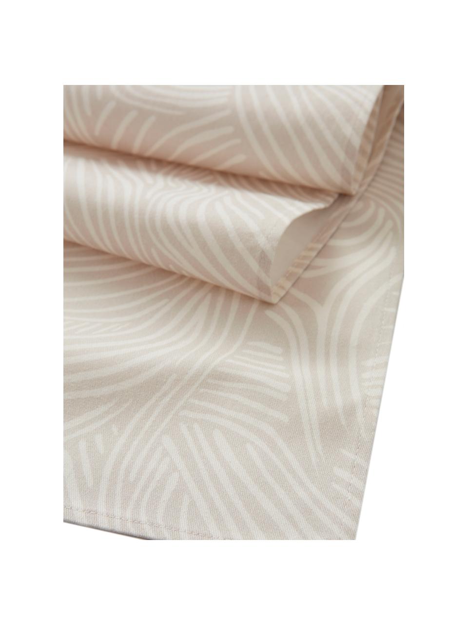 Katoenen tafelloper Vida in beige met fijne lijnen, 100% katoen, Beige, 40 x 140 cm