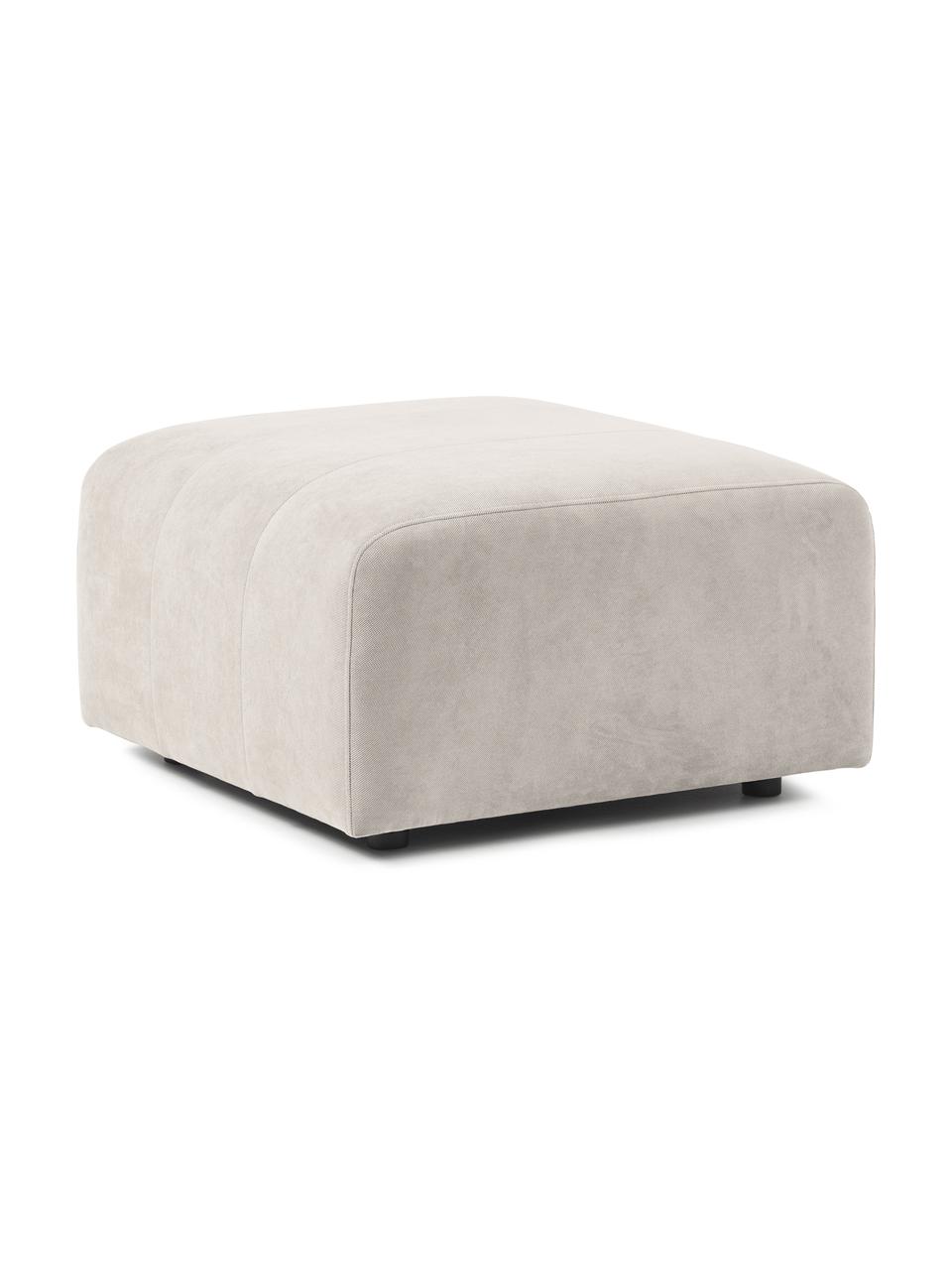 Poggiapiedi da divano in tessuto Lena, Rivestimento: tessuto (88% poliestere, , Struttura: legno di pino, legno lami, Piedini: plastica, Tessuto bianco crema, Larg. 76 x Alt. 44 cm