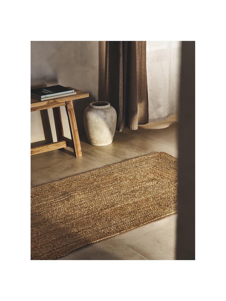 Ręcznie wykonany chodnik z juty Sharmila, 100% juta

Ponieważ dywany z juty są szorstkie, są mniej odpowiednie do bezpośredniego kontaktu ze skórą, Brązowy, S 80 x D 200 cm